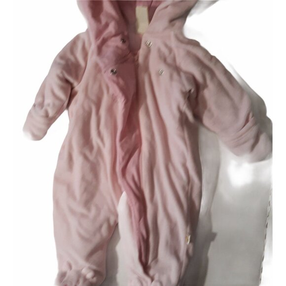 Disney Classic Pooh Baby Girl Hooded Pink Fleece Footed Onesie Embroidery 6M - Picture 7 of 7